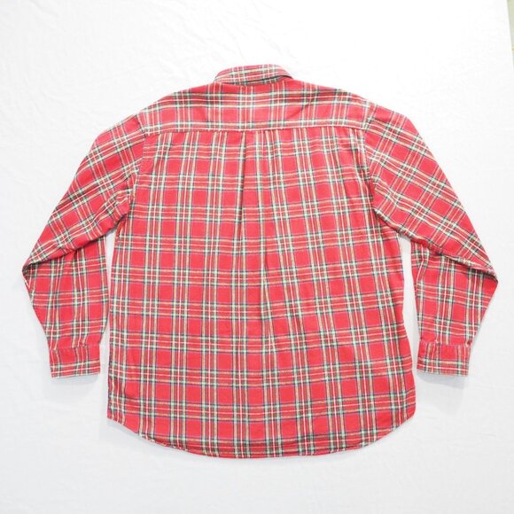 LL Bean Flannel Shirt Mens Large Red Plaid Check Heavyweight Outdoor Lumberjack - Picture 2 of 10